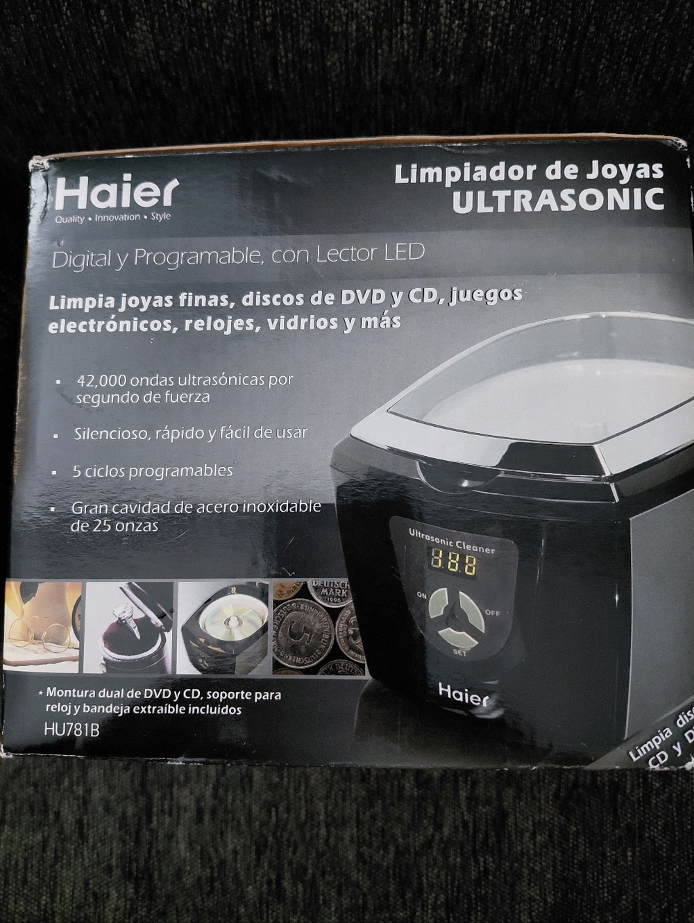 Haier Ultrasonic Jewelry Cleaner in Black and Silver - Picture 3 of 4